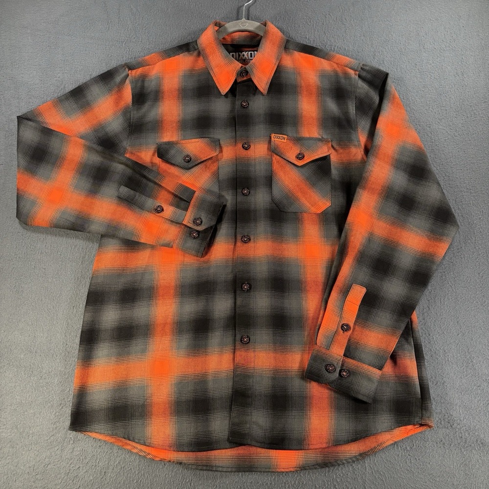 Dixxon Flannel Co. Salem "13" Plaid Shirt Men's Large Orange Black Cat Halloween